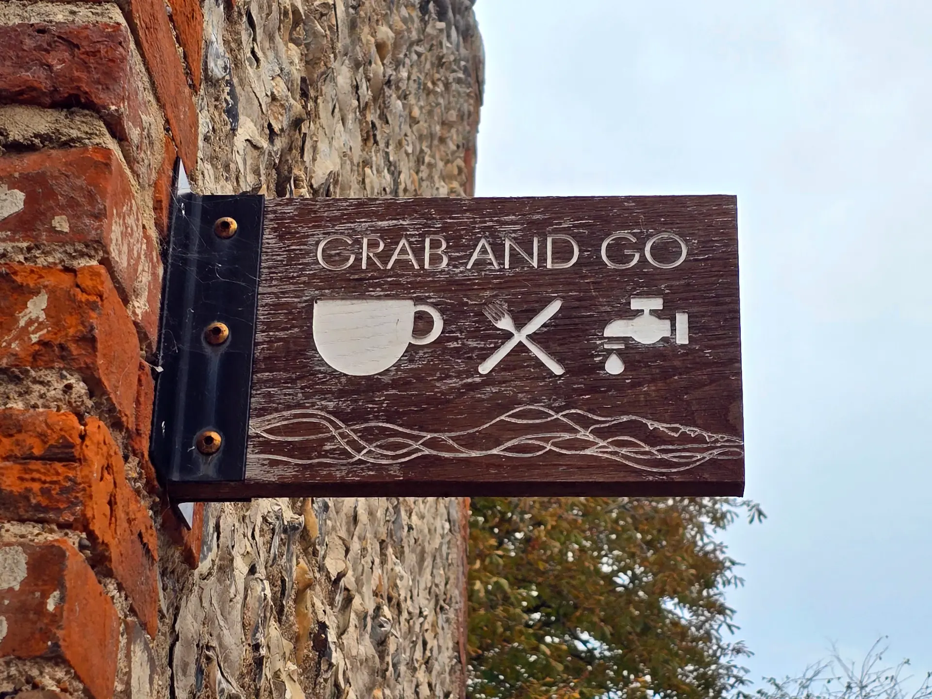 Grab and Go-Schild beim Visitor Centre
