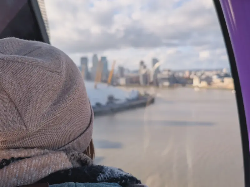 View of the London skyline and the Thames from the cable car.