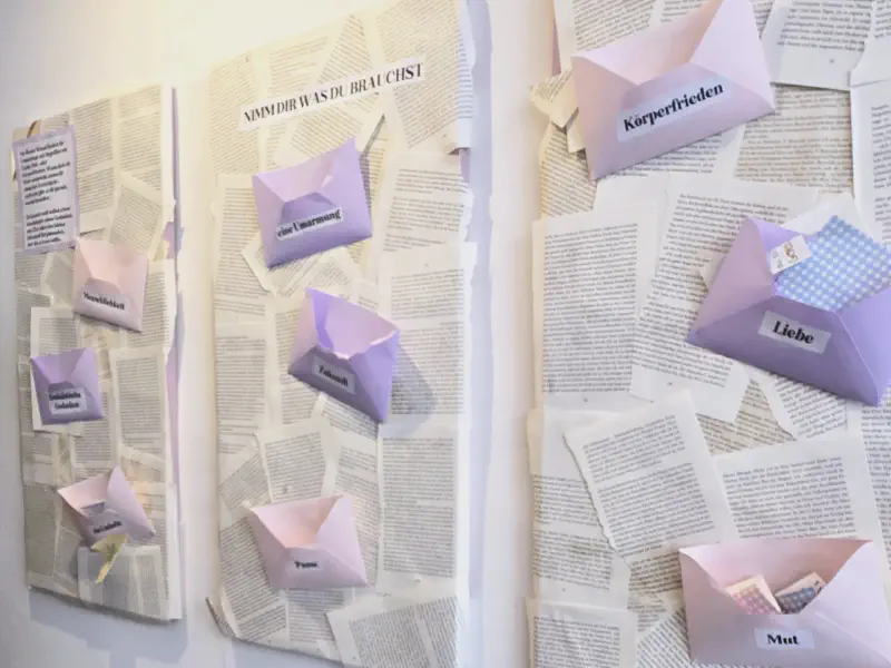Wall with envelopes full of encouraging words